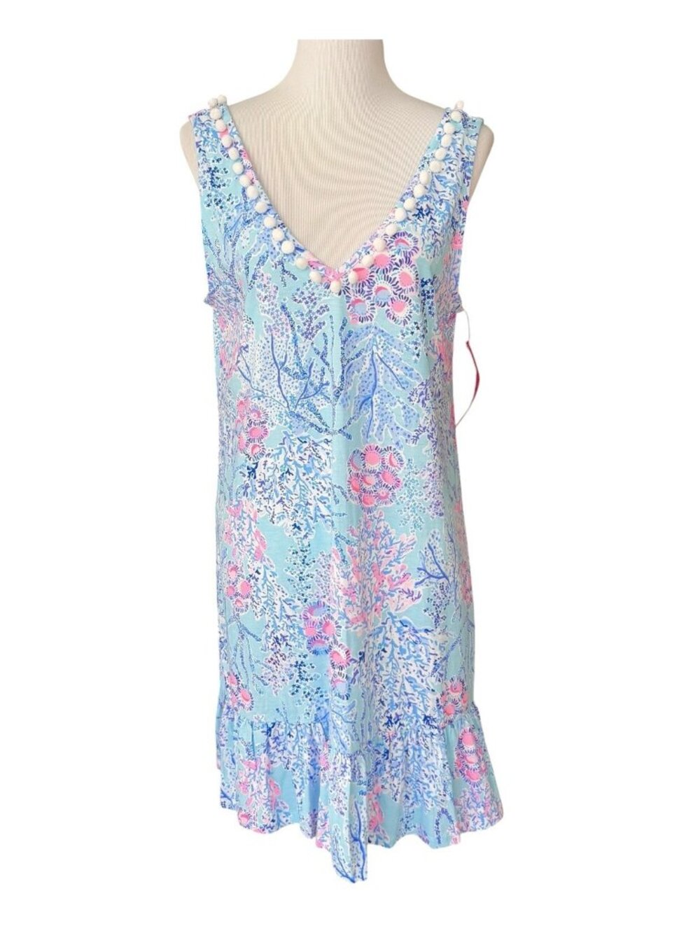 Lilly Pulitzer Camilla Dress Blue Ibiza Now You Sea Me Sz Large Beach Resort NEW
